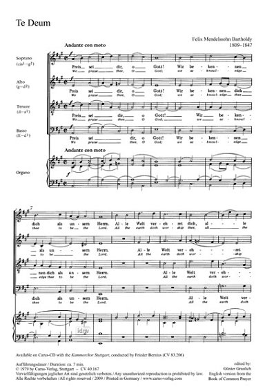 DL: F. Mendelssohn Barth: Te Deum a 4 A-Dur (1832) (Part.)