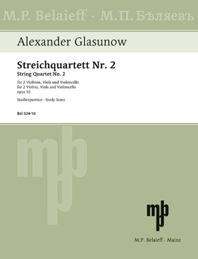 DL: A. Glasunow: Streichquartett Nr. 2 F-Dur, 2VlVaVc (Stp)