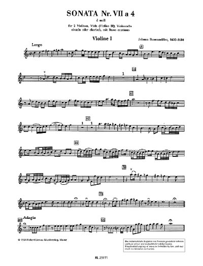 DL: J. Rosenmüller: Sonata 7 d-Moll a 4, Stro (Vl1)