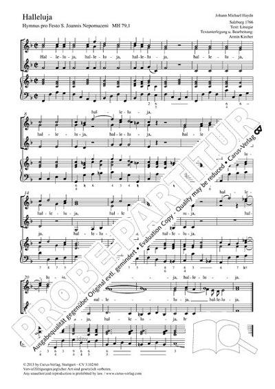DL: M. Haydn: Halleluja F-Dur MH 79,1 (1766), Gch4Bc (Part.)