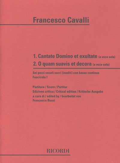 F. Cavalli: 6 Pezzi Vocali Sacri (Inediti) Con Basso Continuo
