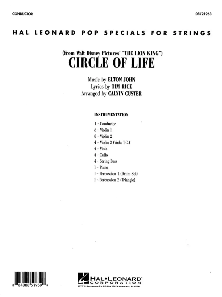 E. John: The Circle of Life (from Lion King), Stro (Part.) (0)