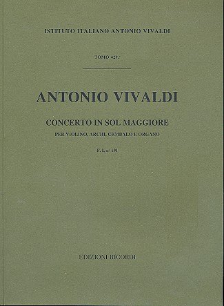 A. Vivaldi: Concerto Per Violino, Archi E BC: In Sol (Part.)
