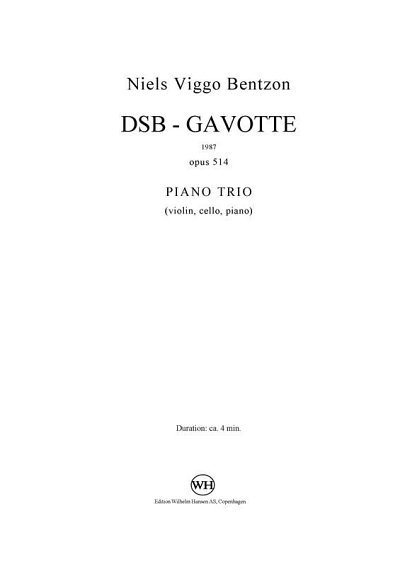 N.V. Bentzon: DSB-Gavotte For Piano Trio Op, VlVcKlv (Part.)