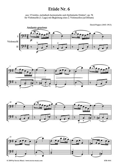 DL: D. Popper: Etuede Nr. 6 aus: 15 leichte, melodisch-harmo