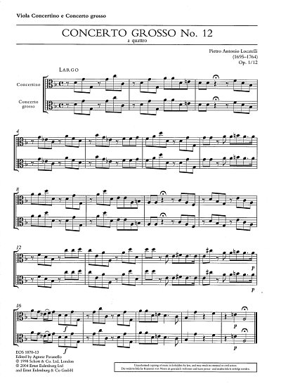 P.A. Locatelli: Concerto grosso op. 1/12, StrBc (Vla)
