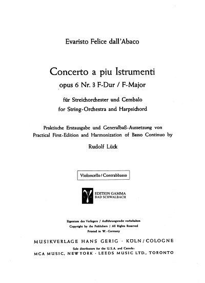 E.F. Dall'Abaco y otros.: Concerto a piu Istrumenti F-Dur op. 6/3