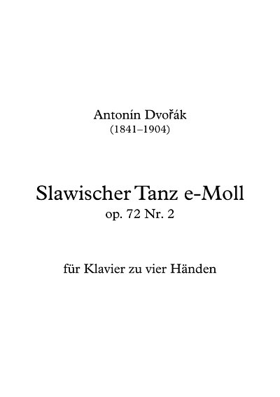DL: A. Dvorak: Slawischer Tanz e-Moll, Klav(4hd)