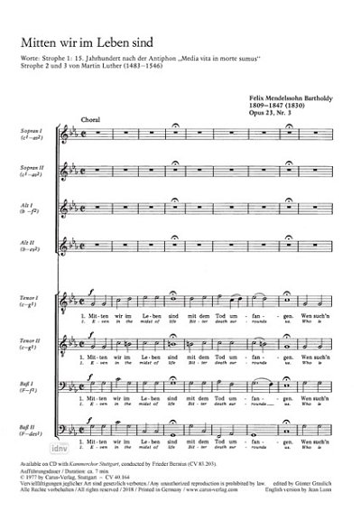DL: F. Mendelssohn Barth: Mitten wir im Leben sind c-Mol (Pa