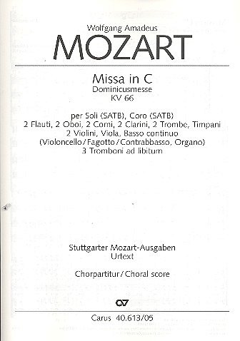 W.A. Mozart: Missa in C C-Dur KV 66, 4GesGchOrch (Chpa)