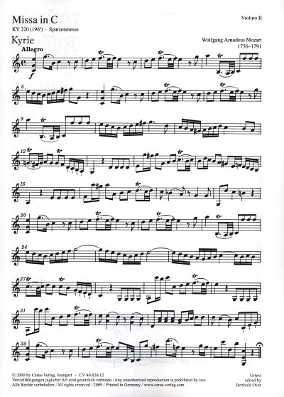W.A. Mozart: Missa in C KV 220 (196b)