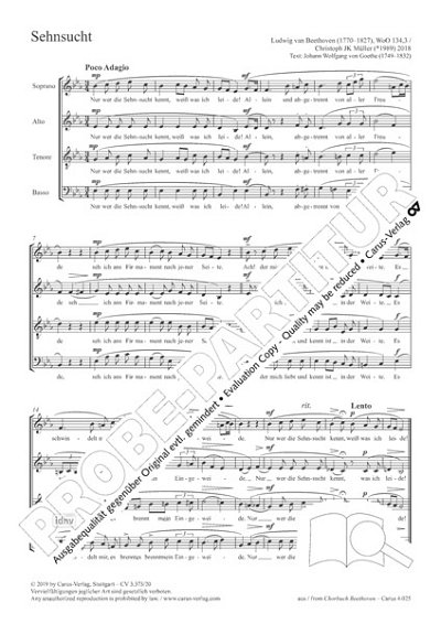 DL: L. v. Beethoven: Sehnsucht Es-Dur op. WoO 134,, GCh4 (Pa