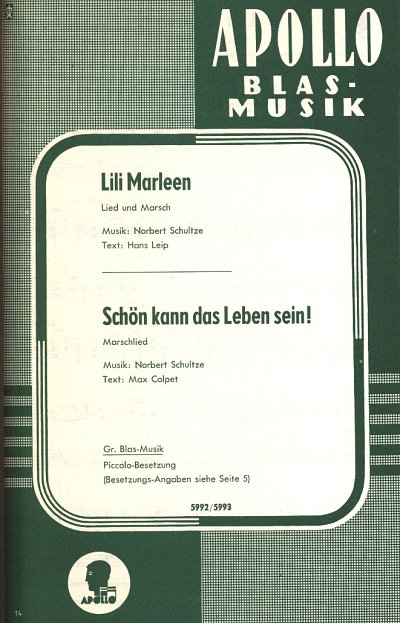 AQ: N. Schultze: Lili Marleen / Schön kann das L, B (B-Ware)