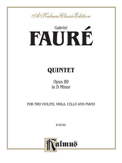 Quintet in D Minor, Op. 89, 2VlVla2Vc (Bu)