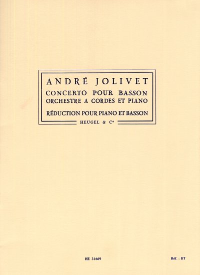 A. Jolivet: Concerto For Bassoon, String Orche, FagKlav (Bu)