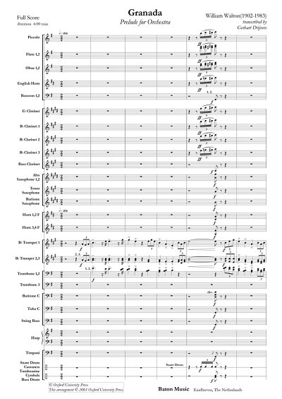 W. Walton: Granada - Prelude for Orchestra, Blaso (Pa+St)