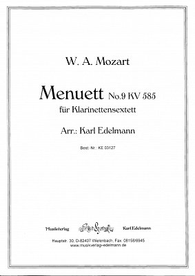 W.A. Mozart: Menuett Nr. 9 KV 585, 6Klar (Pa+St)
