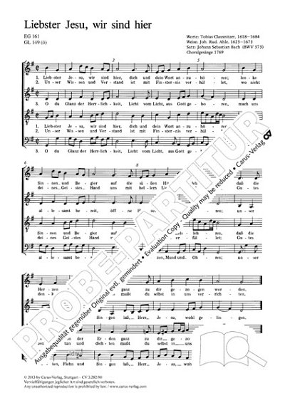 DL: J.S. Bach: Liebster Jesu, wir sind hier G-Dur , GCh4 (Pa