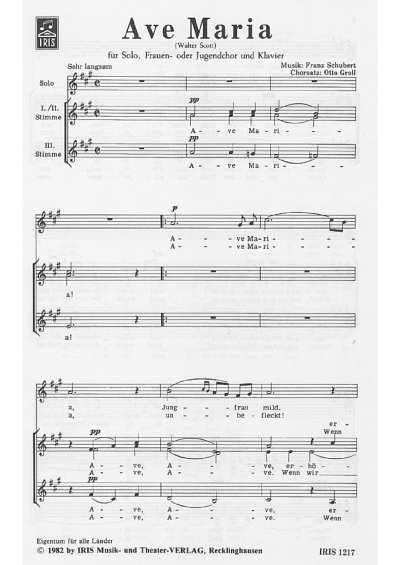 F. Schubert: Ave Maria, GesSFch4Klv (Chpa)