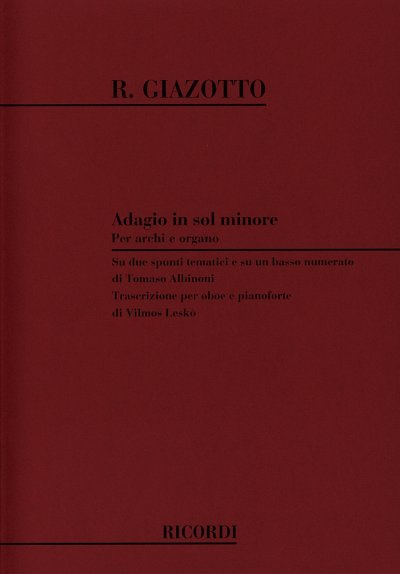 T. Albinoni: Adagio In Sol Min. Per Archi E Organo (Part.)