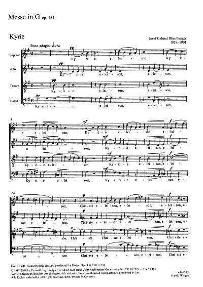 J. Rheinberger: Missa St. Crucis in G op. 151 / Partitur