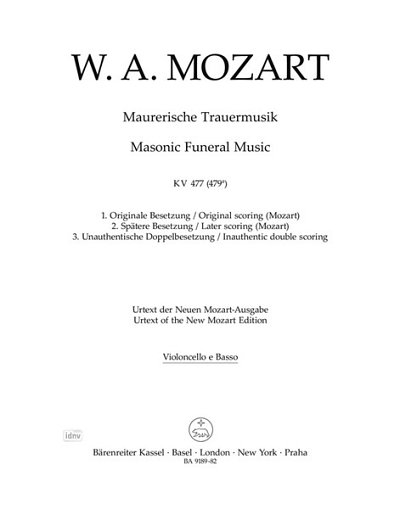 W.A. Mozart: Maurerische Trauermusik KV 477 (479a) (VcKb)