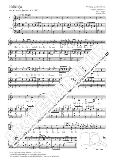 W.A. Mozart et al.: Halleluja F-Dur KV 165,3 (1773)