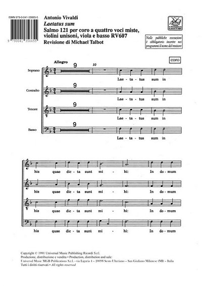 A. Vivaldi: Laetatus Sum. Salmo 121 Rv 607, Sinfo (Stsatz)