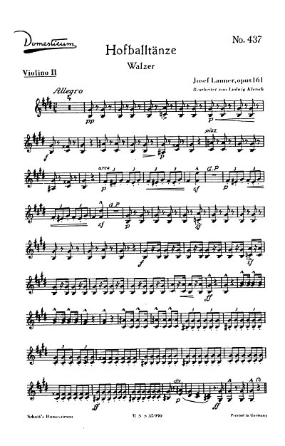 J. Lanner: Hofballtänze op. 161 , Salono (Vl2)