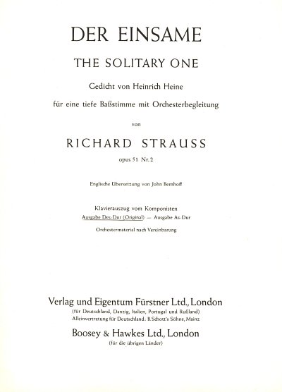 R. Strauss: Der Einsame Op 51/2 (Des-Dur)