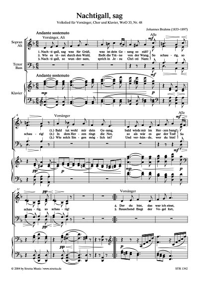 DL: J. Brahms: Nachtigall, sag Volkslied, WoO 33, Nr. 48