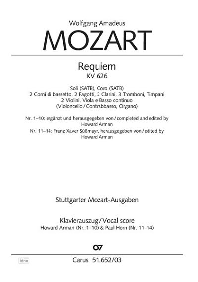 W.A. Mozart: Requiem d-Moll KV 626, 4GesGchOrch (KA)