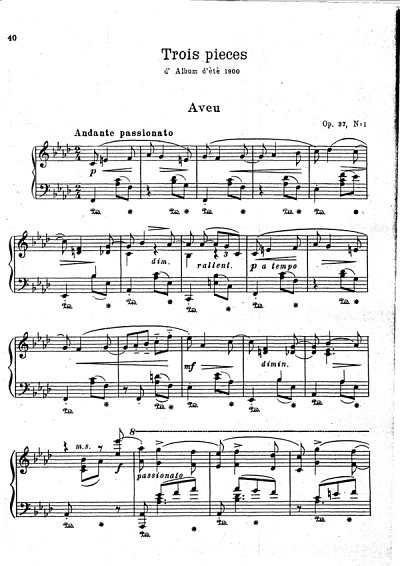 M. Lyssenko: 3 Stücke / 3 Pieces op. 37/1 - Aveu, Klav