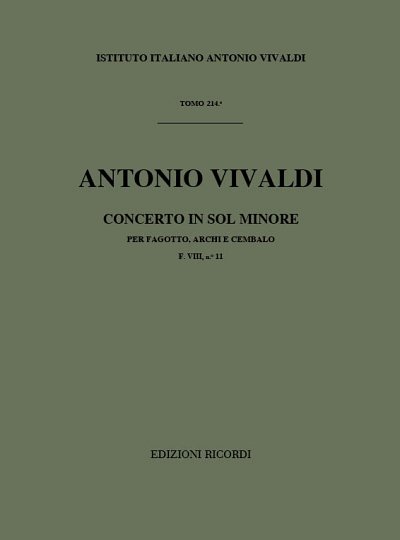 A. Vivaldi: Concerto per Fagotto, Archi e BC in Sol Rv 496