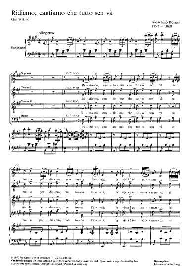 G. Rossini: Ridiamo, cantiamo Quartettino / Partitur
