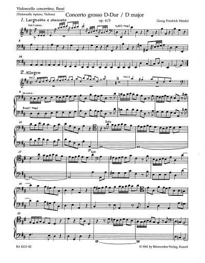 G.F. Haendel: Concerto grosso D-Dur op. 6,5 HWV3, KAOrch (Vc