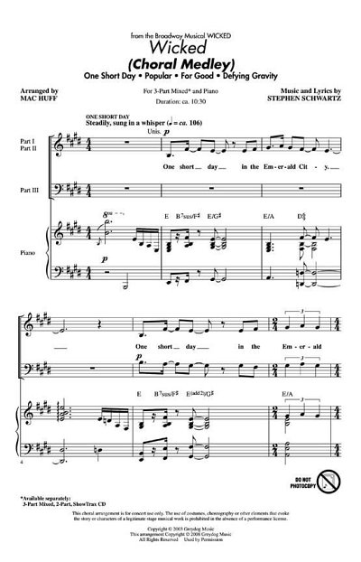 S. Schwartz: Wicked Choral medley, Ch (CD)