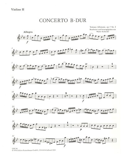 T. Albinoni: Concerto A Cinque B-Dur Op 7/3 - Ob Str
