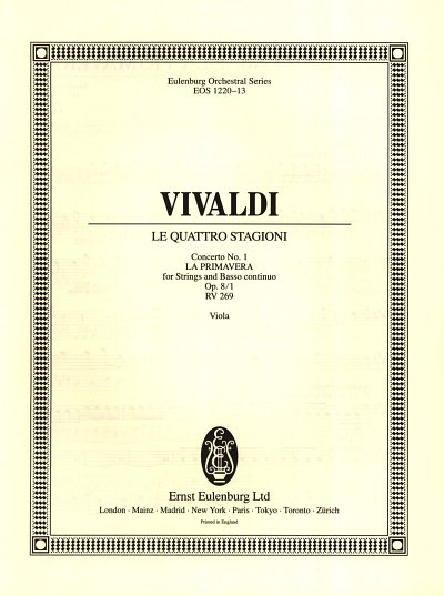 A. Vivaldi: Die vier Jahreszeiten op. 8/1 RV , VlStrBC (Vla)