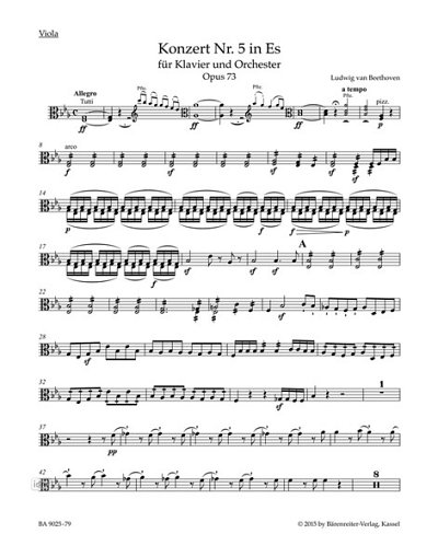 L. v. Beethoven: Konzert Nr. 5 Es-Dur op. 73, KlavOrch (Vla)