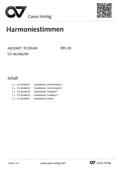 W.A. Mozart: Te Deum C-Dur KV 141(66b), GchOrch (HARM)