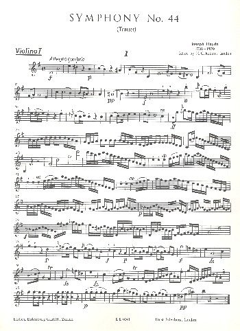 J. Haydn: Sinfonie Nr. 44 (Trauer) Hob I:44 (Vl1)