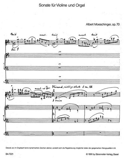 A. Moeschinger: Sonate für Violine und Orge, VlOrg (SppaSti)