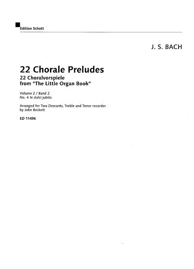 J.S. Bach: 22 Choralvorspiele 2, 4Bfl (Sppa)