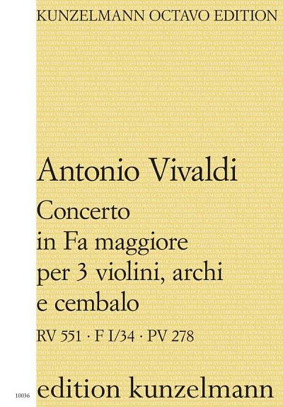 A. Vivaldi: Konzert für 3 Violinen F-Dur R, 3VlStrBc (Part.)