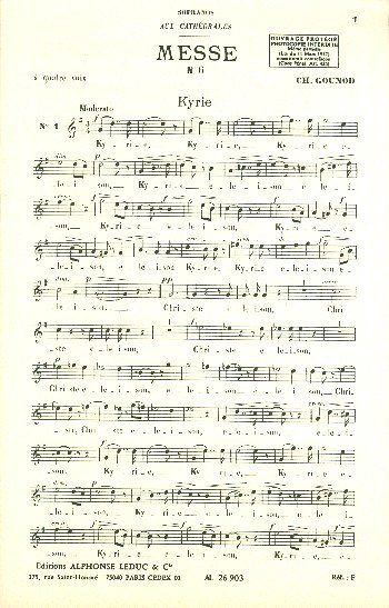 C. Gounod: Messe No.6 G Major Soprano Solo a Capp, GesS (Bu)