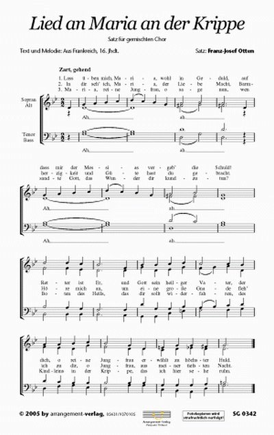 Franz-Josef Otten Lied an Maria an der Krippe (viersti, GCh4