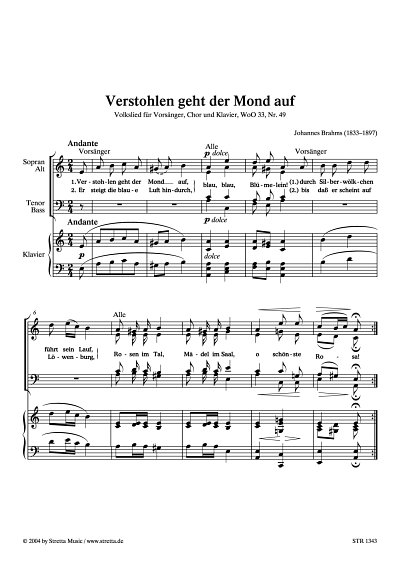 DL: J. Brahms: Verstohlen geht der Mond auf Volkslied, WoO 3