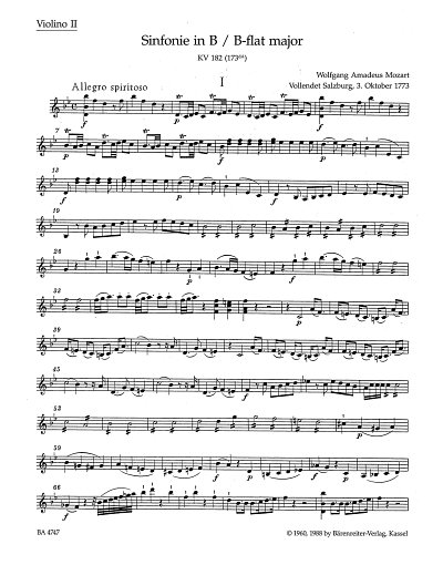 W.A. Mozart: Sinfonie Nr. 24 B-Dur KV 182 (173d, Sinfo (Vl2)