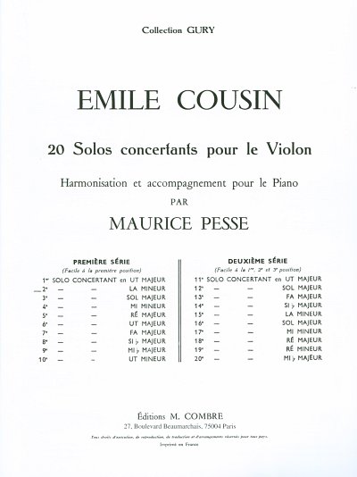 C. Emile: COUSIN Emile Solo concertant., Violine, Klavier